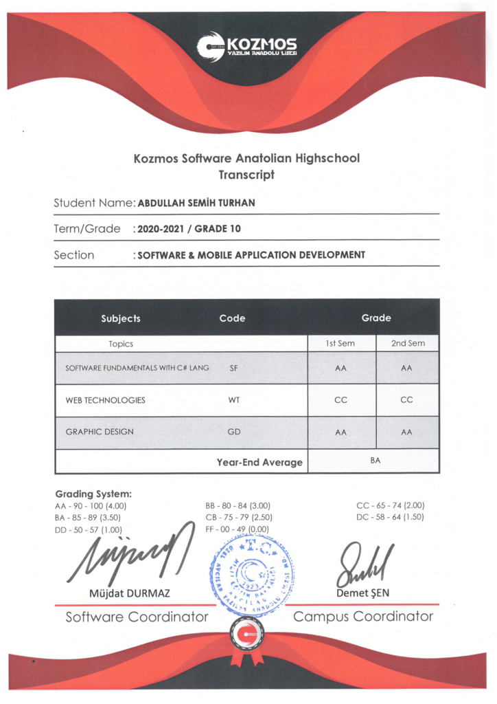 Kozmos Software Anatolian High School